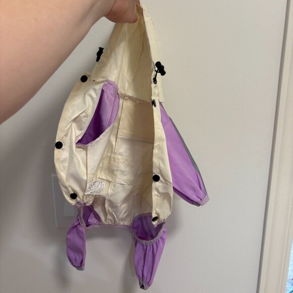 Dog Rain Jacket Cream Purple Covers Legs and Hood Size M - Picture 5 of 9